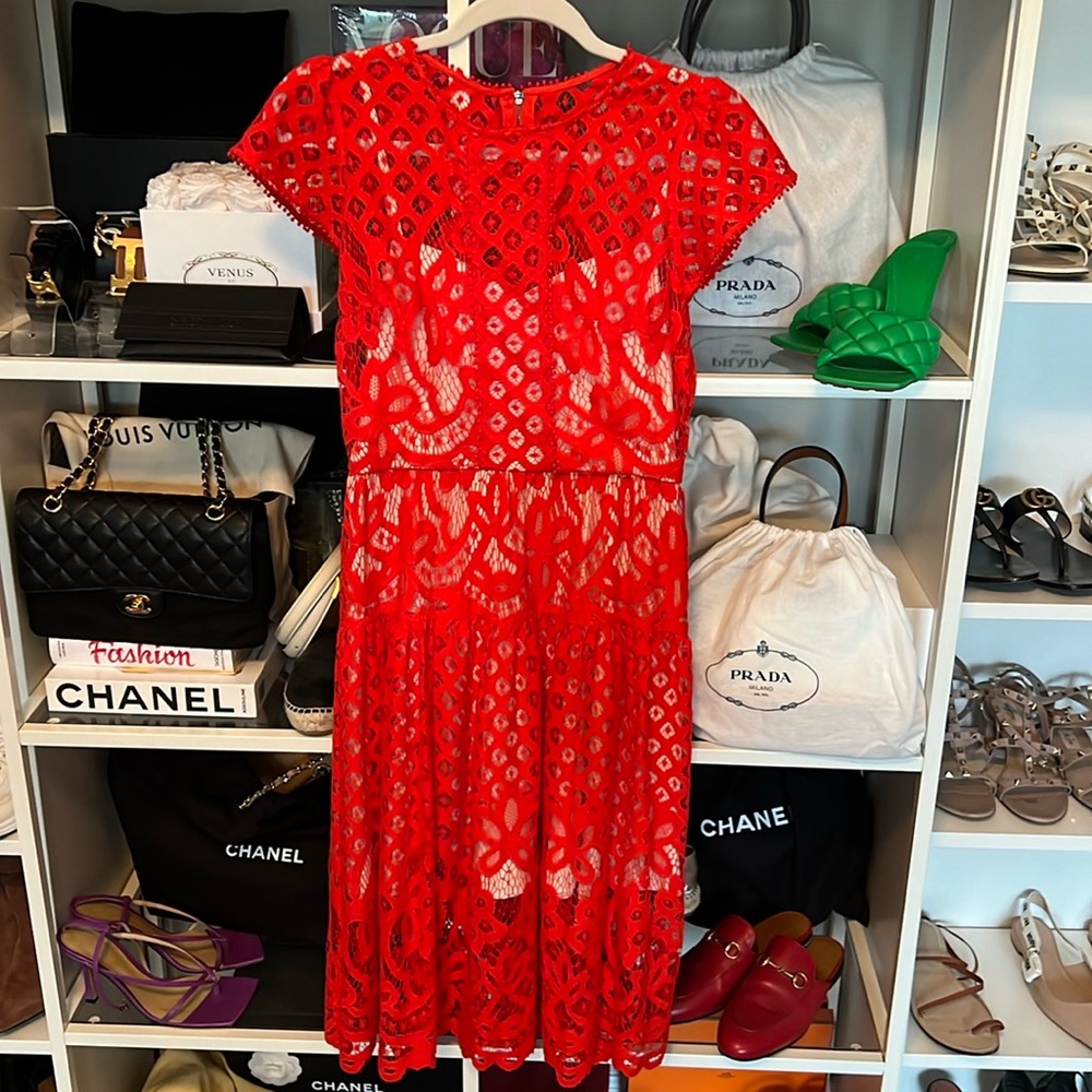 Parker red lace dress